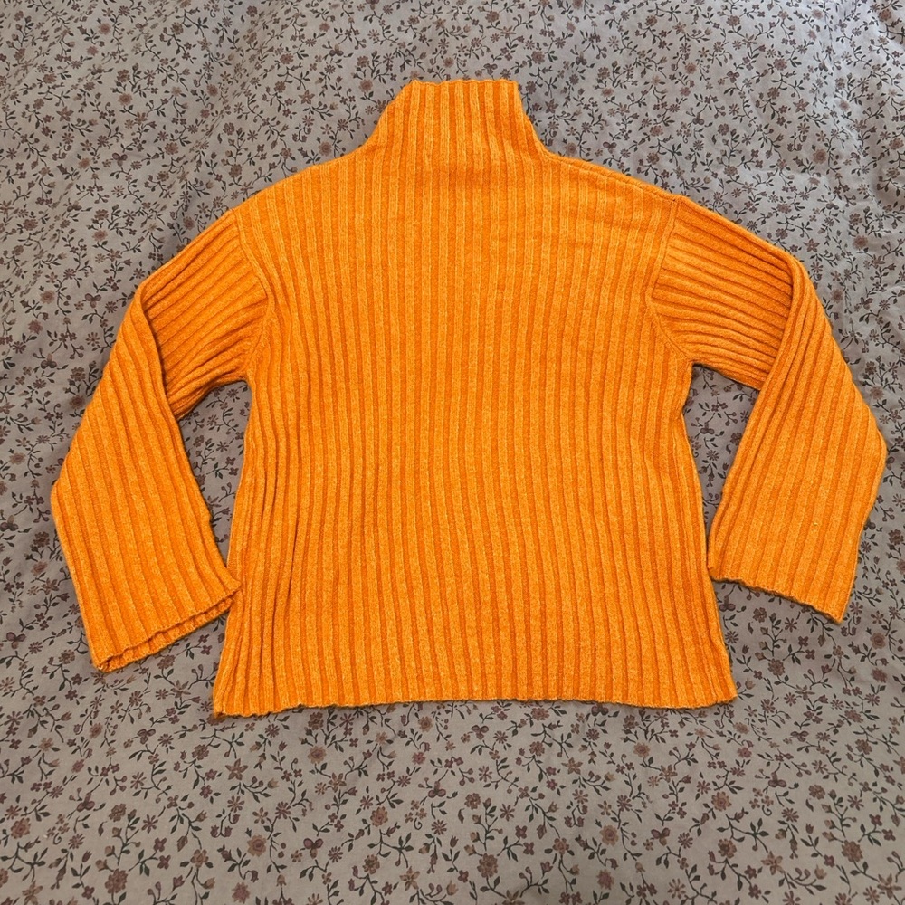 VELMA DINKLEY Orange Ribbed Turtleneck Sweater